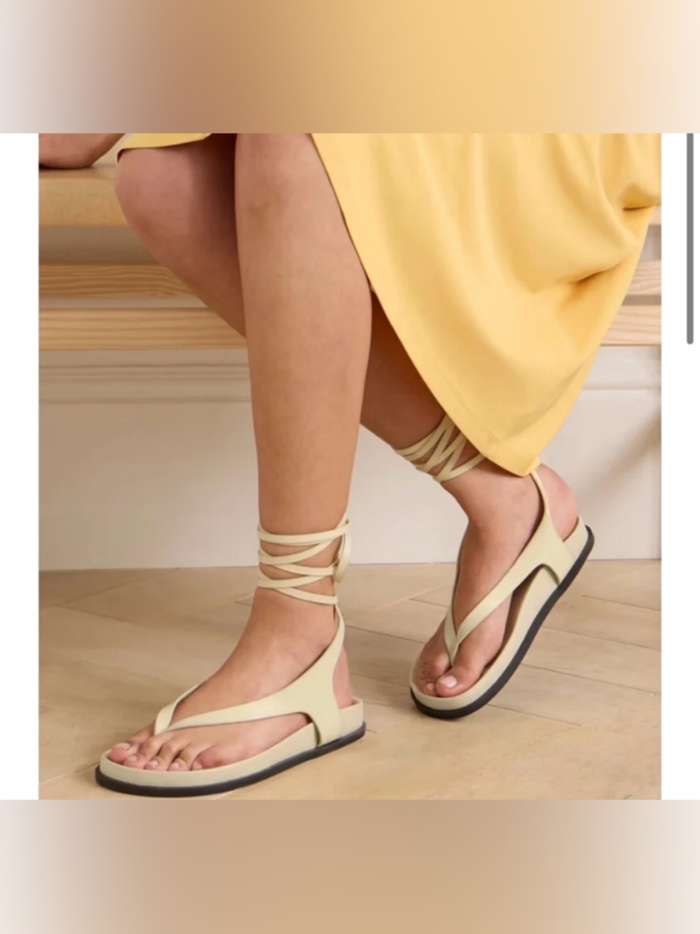 A. Emery Shel Ankle Wrap Sandals - Cream